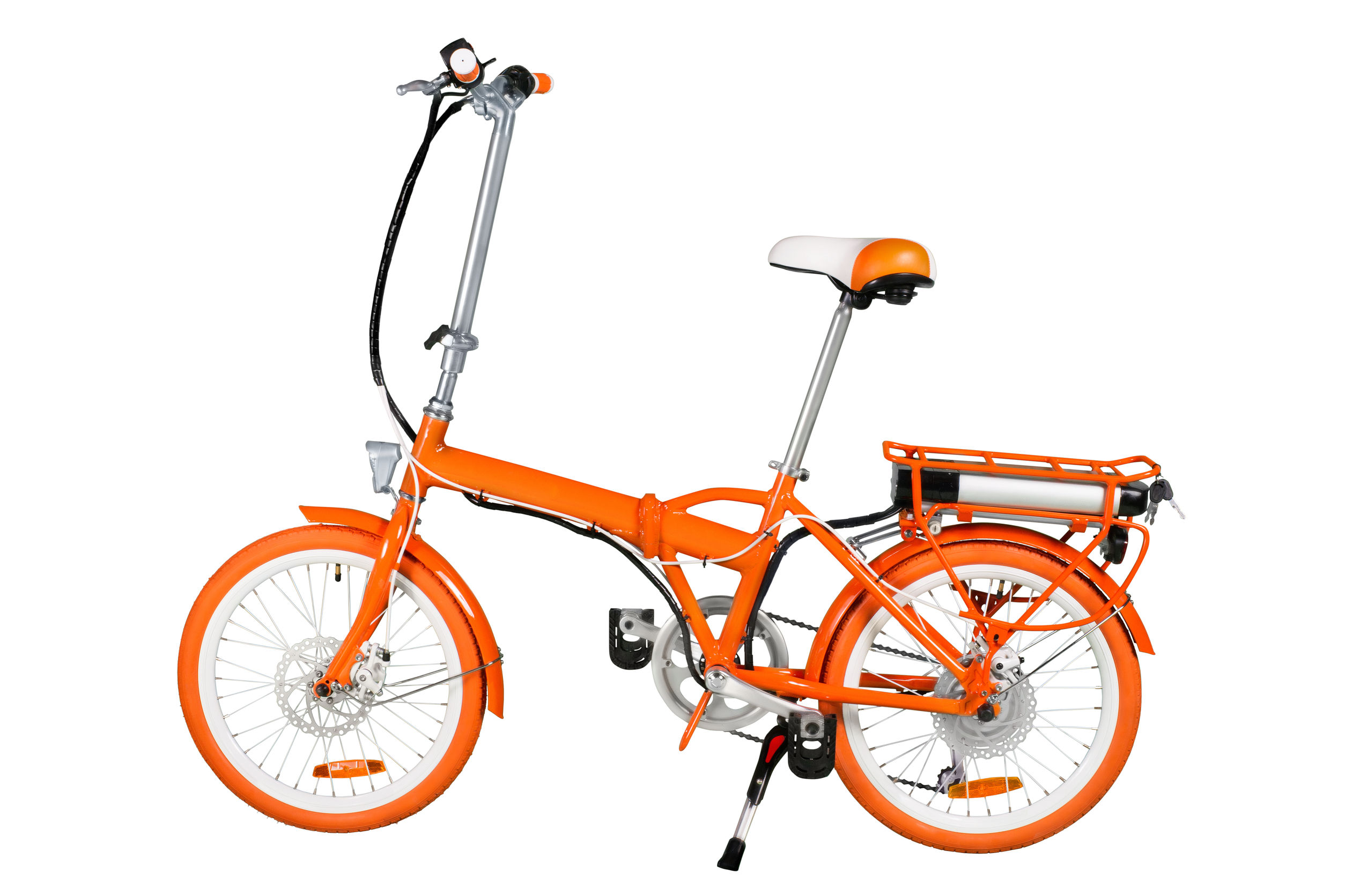 Orange Folding Electric Bike