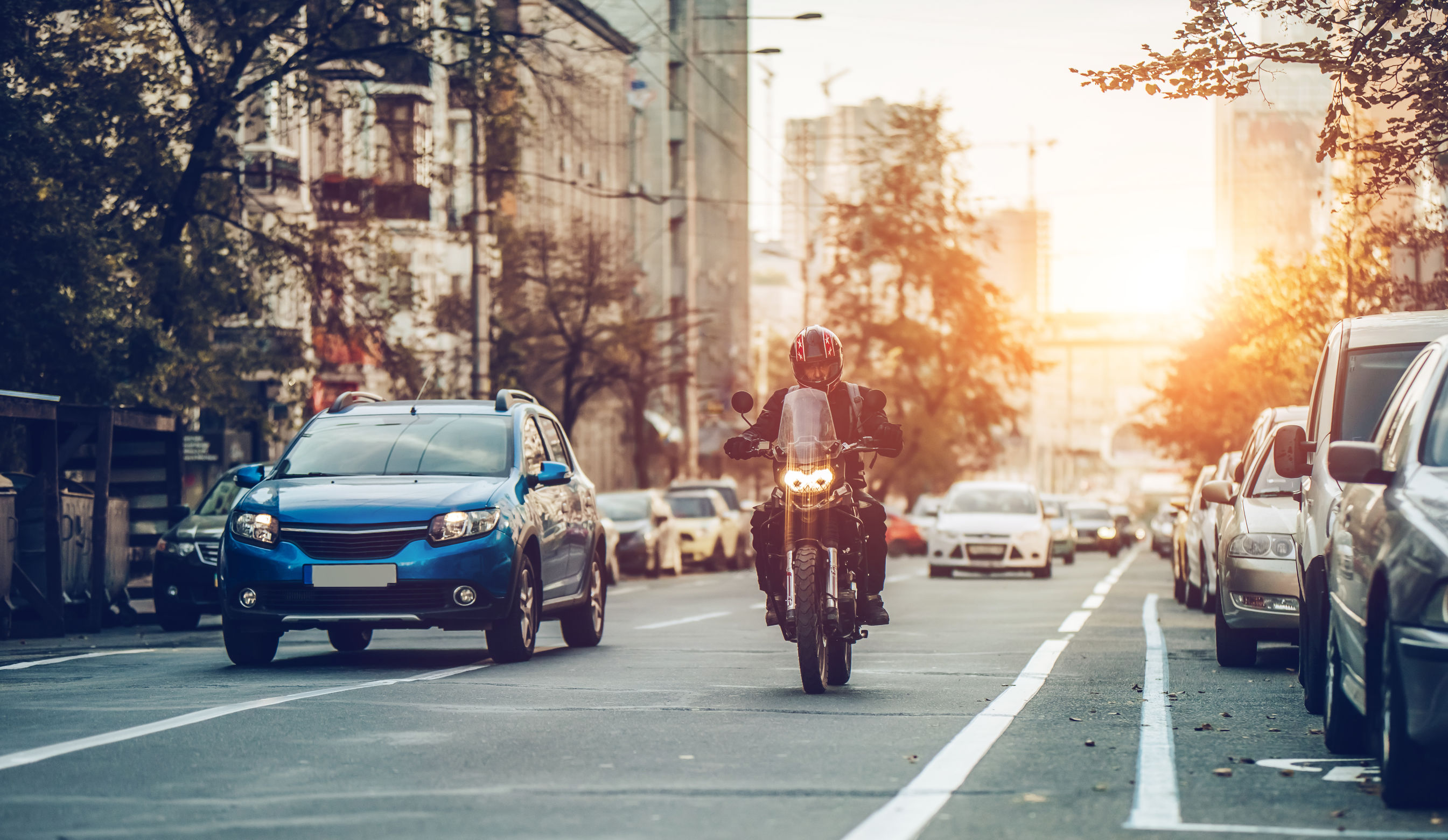 Riding on a motorcycle