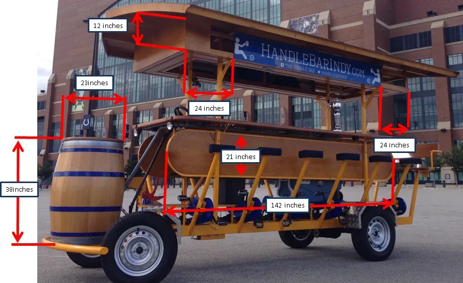 Pedal Pub dimensions