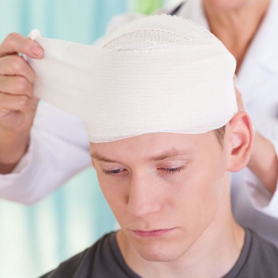 Young man with trauma of the head