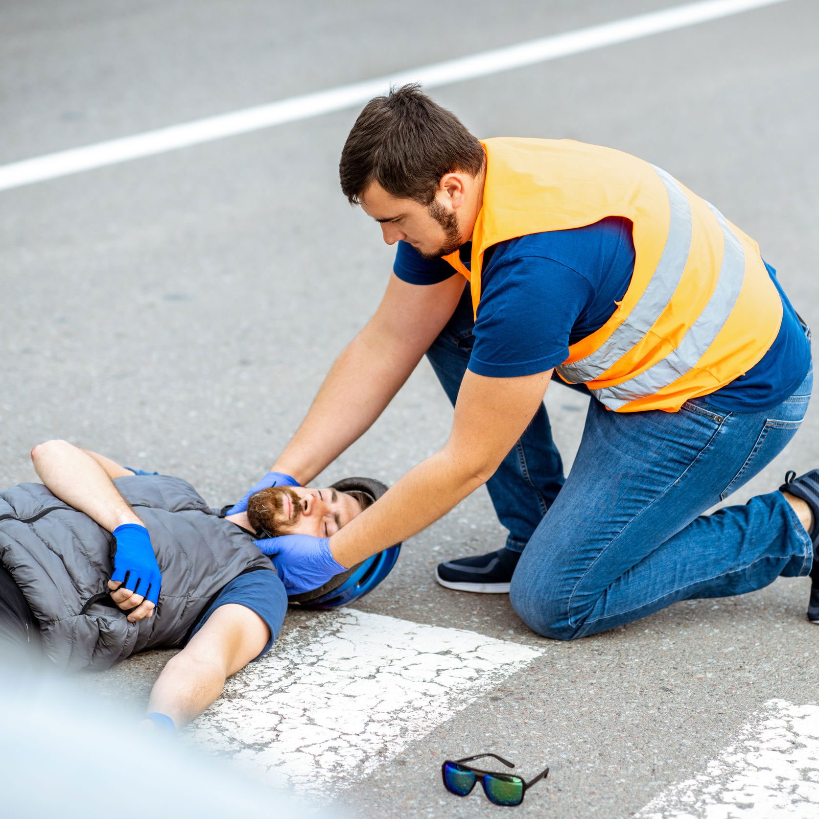 Cyclist Receives Help After Accident